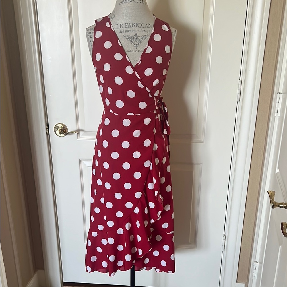 Polka Dot Wrap Dress - Red and White